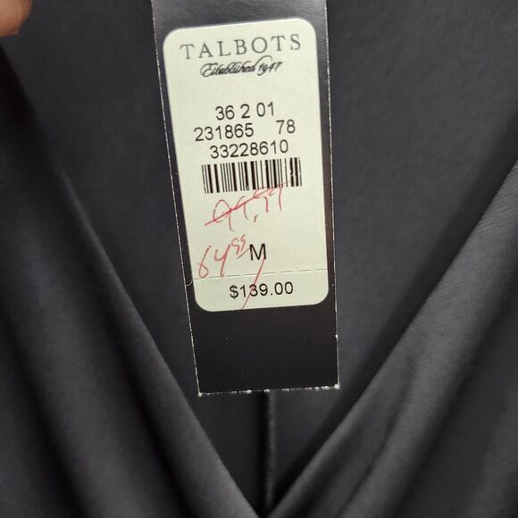 Talbots Black Faux Wrap Dress Womens Medium Cinched Side Long Sleeves Pullover - Picture 6 of 10